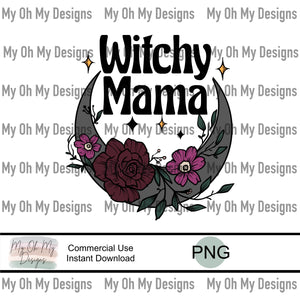 Witchy mama, floral moon - PNG File