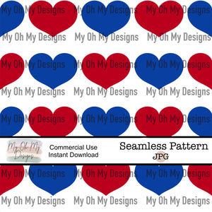 Red white and blue, hearts - Seamless File