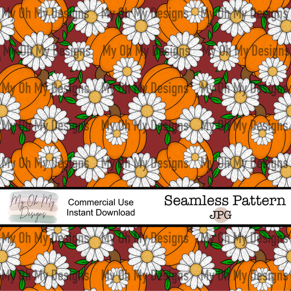 Fall, pumpkins, flowers - Seamless File