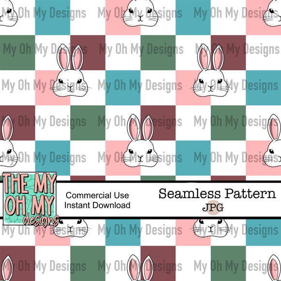 Easter, bunny, rabbit, checkerboard - Seamless File