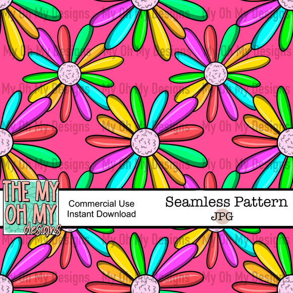 Rainbow floral, flowers - Seamless File