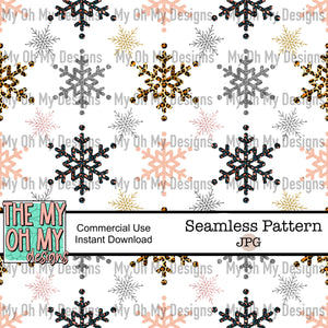 Leopard and glitter snowflakes, Christmas, winter - Seamless File