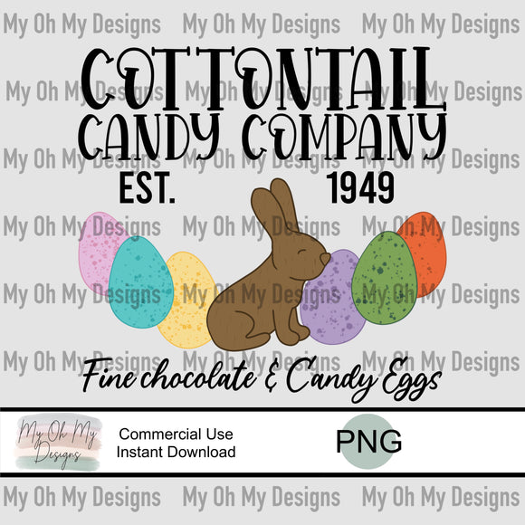Cottontail Candy company, Easter, chocolate bunny, eggs - PNG file