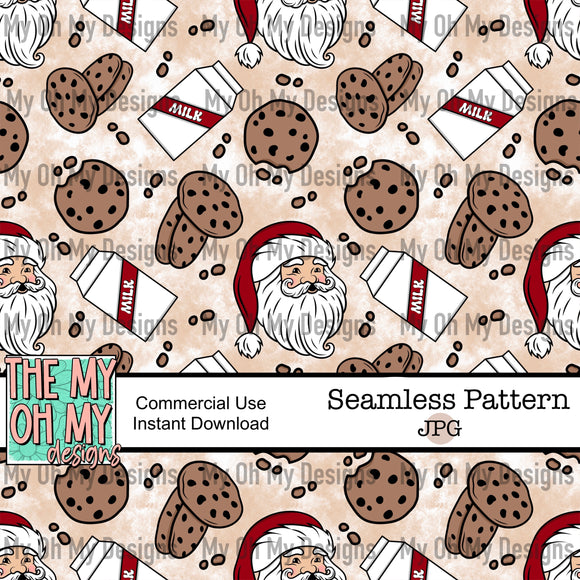 Santa’s cookies and milk, Christmas- Seamless File