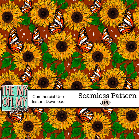 Sunflowers, butterfly - Seamless File