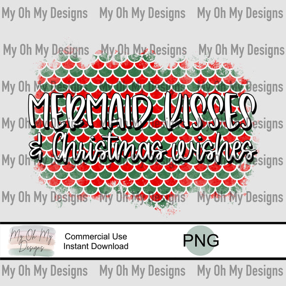 Mermaid kisses and Christmas wishes - PNG File
