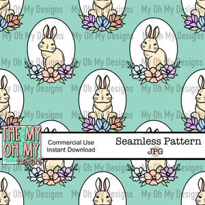 Floral Easter bunny, flowers, spring, rabbit - Seamless File