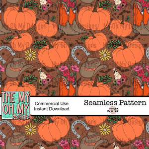 Western fall, pumpkin - Seamless File
