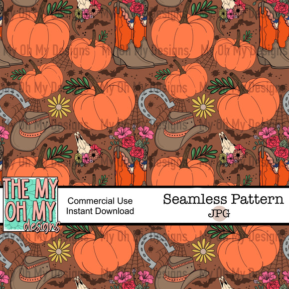 Western fall, pumpkin - Seamless File