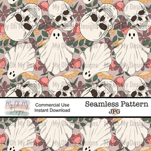 Ghost, skull, floral - Seamless File