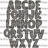 Alphabet Set, glitter leopard print - PNG File