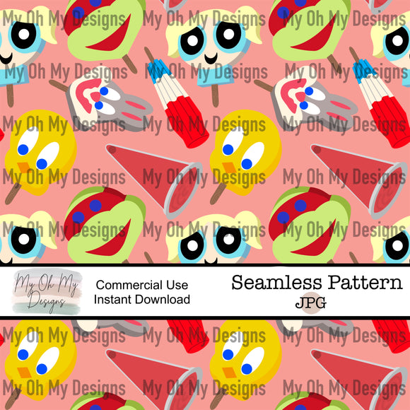 Ice cream truck treats, popsicles, ice cream - Seamless File