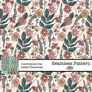 Boho Flowers, floral - Seamless File