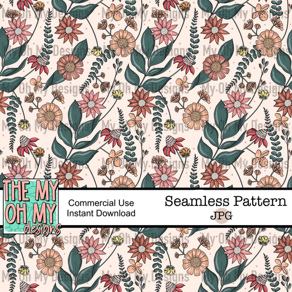 Boho Flowers, floral - Seamless File