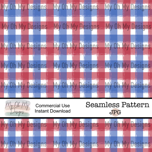 Red white and blue, distressed, gingham, plaid - Seamless File