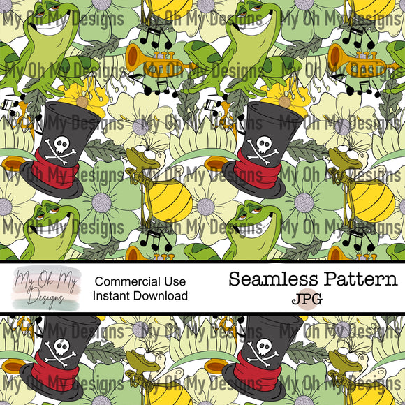 Green Dress Princess, Floral Character - seamless File