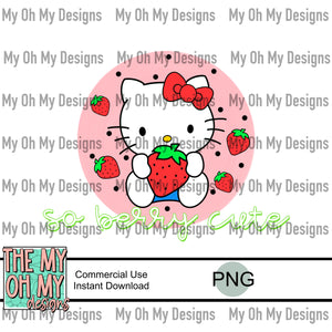 Kitty, so berry cute, strawberry - PNG File