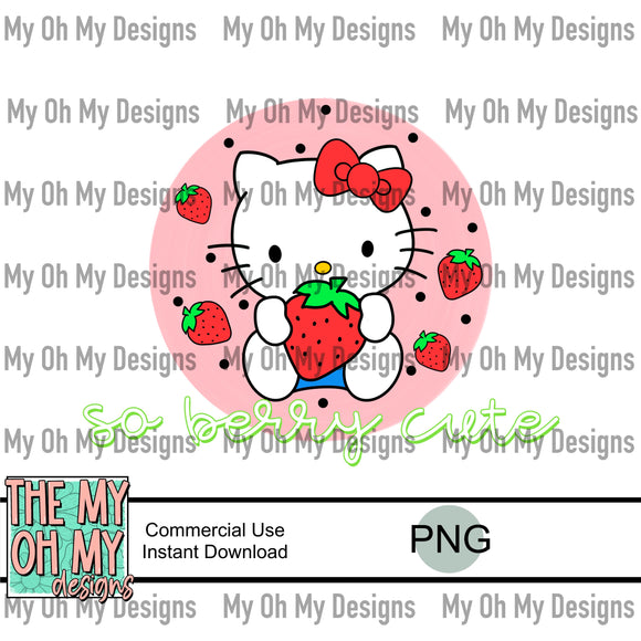 Kitty, so berry cute, strawberry - PNG File