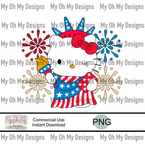 4th of July, Kitty cat, patriotic- PNG File