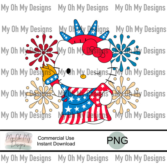 4th of July, Kitty cat, patriotic- PNG File