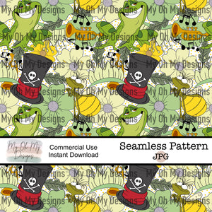 Green Dress Princess, Polka dots, Floral Character - seamless File