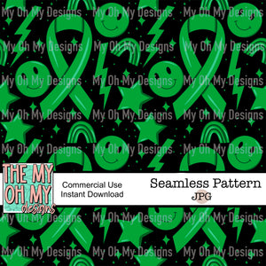 Cerebral Palsy Ribbon, green ribbon - Seamless File