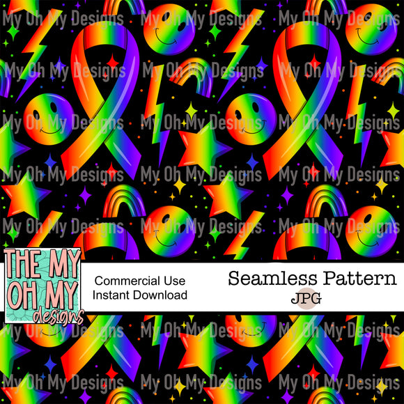 Autism awareness ribbon, neurodiversity - Seamless File