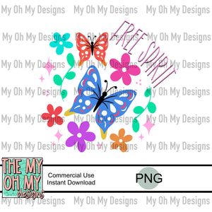 Free spirit, floral butterflies, flower, butterfly - PNG File