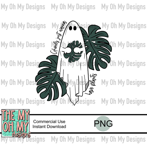 Ghost, plants, Monstera leaf - PNG File