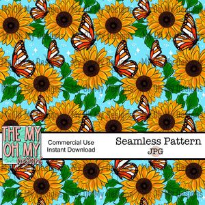 Sunflowers, butterfly - Seamless File