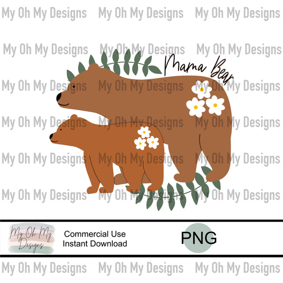 Bear, floral - PNG File