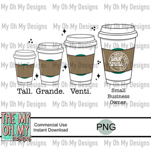 Coffee Sizes, small business owner - PNG File