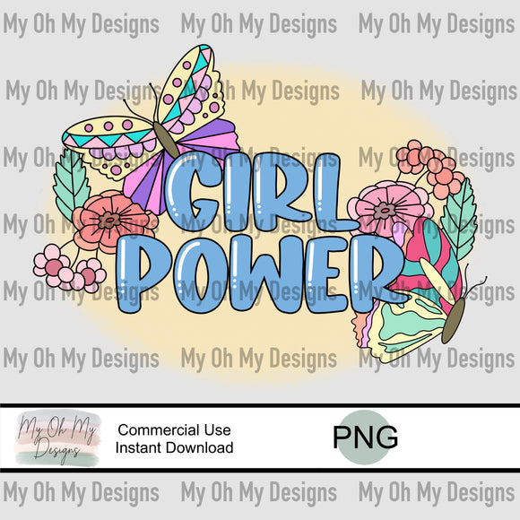 Girl Power, Flowers, Butterfly - PNG File