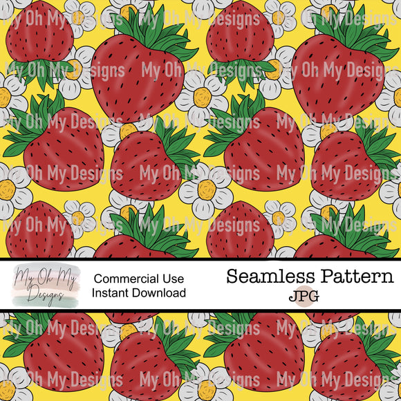 Strawberry, flowers - Seamless File
