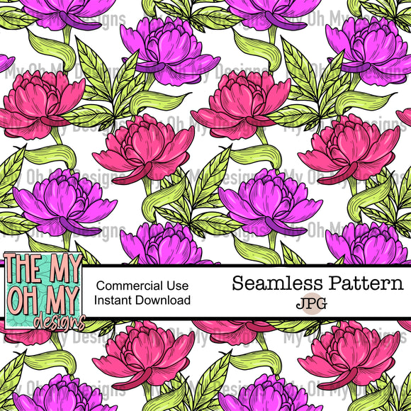 Peony, floral, flowers - Seamless File