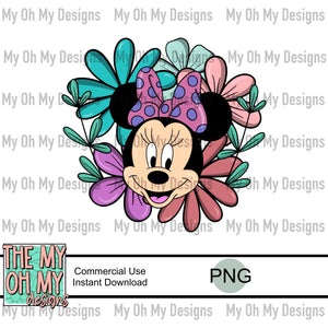 Mouse, floral, flowers - PNG file