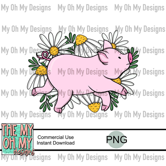 Floral pig, flowers - PNG File
