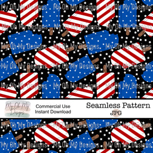 4th of July, red white and blue, Stars and Stripes, popsicles- Seamless File
