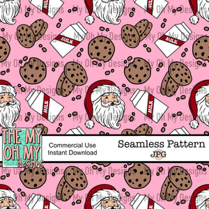Santa’s cookies and milk, Christmas - Seamless File