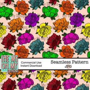Fall floral, Halloween color flowers - Seamless File