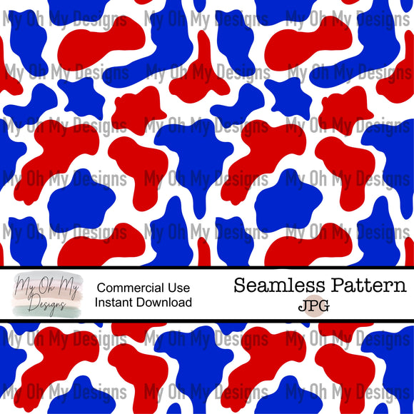 Cow print, red and blue - Seamless File