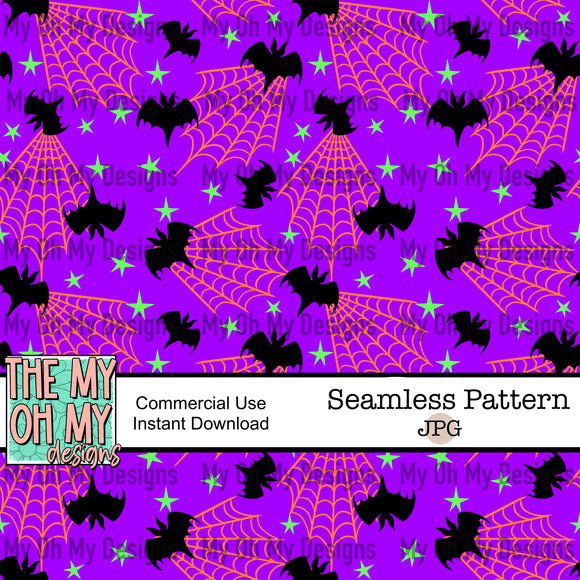 Spiderwebs, bats and stars - Seamless File