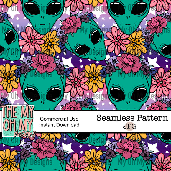 Floral aliens, stars - Seamless File