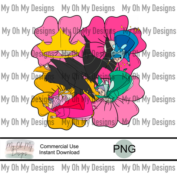 Tired Princess, floral character - PNG File