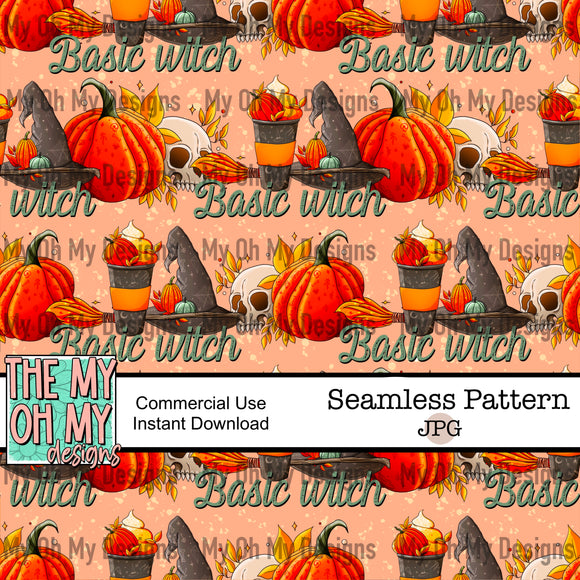 Basic Witch, fall, Halloween, coffee, pumpkin - Seamless File