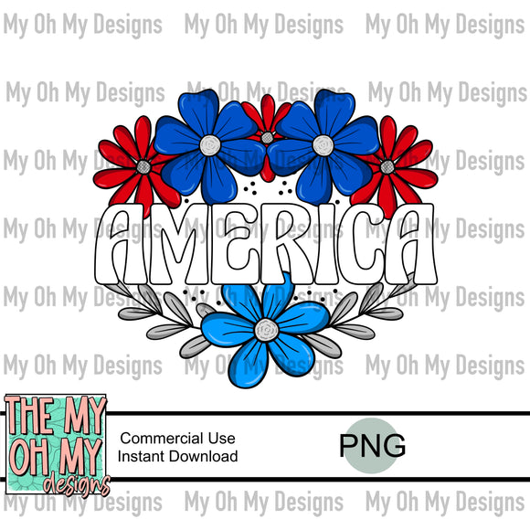 Floral, America, 4th of July - PNG File