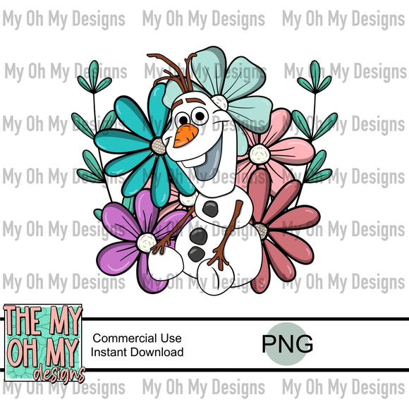 Snowman, floral, flowers - Seamless File