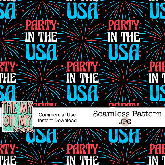 4th of July, Party in the USA, fireworks - Seamless File