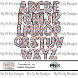 Alphabet Set, Flowers and Stripes - PNG File