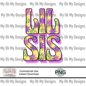 Lil sis, flowers, floral, retro vibes - PNG File
